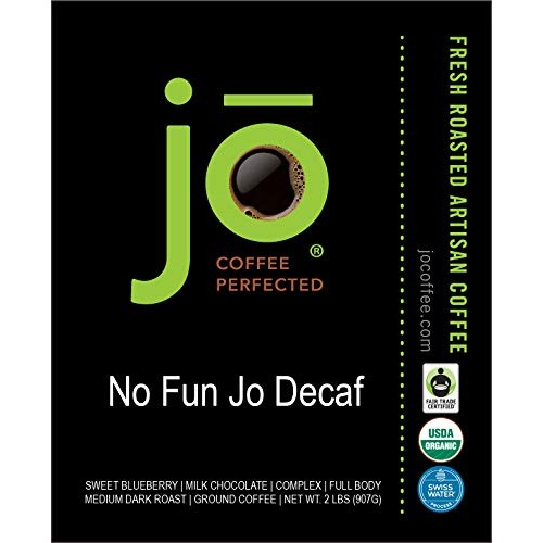No Fun Jo Decaf: 2 Lb, Organic Decaf Ground Coffee, Swiss Water