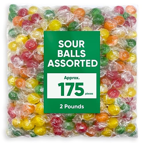 Assorted Sweet Hard Sour Candy Balls - 2 Pounds Approx 175 Piece...