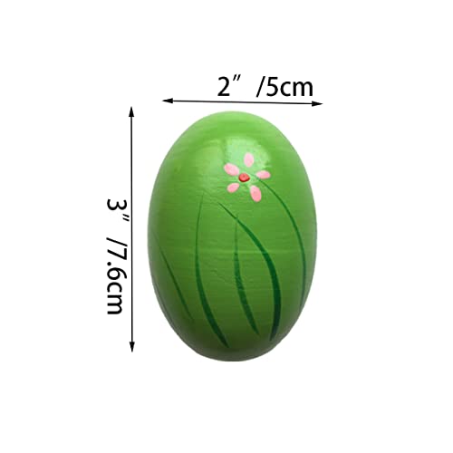 JoFAN 12 Pack Wooden Percussion Musical Shake Eggs Easter Egg Sh...
