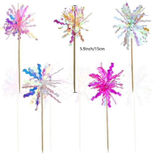 Jogilboy 10 Pcs Happy Birthday Cake Toppers Foil Firework Cupcak