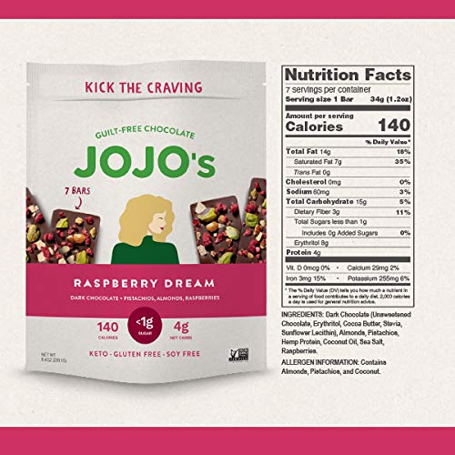 Jojos Dark Chocolate Bars Made With Hemp, Plant Based Protein,