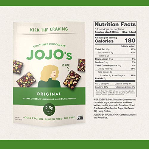 Jojos Dark Chocolate Bites Made With Hemp, Plant Based Protein,
