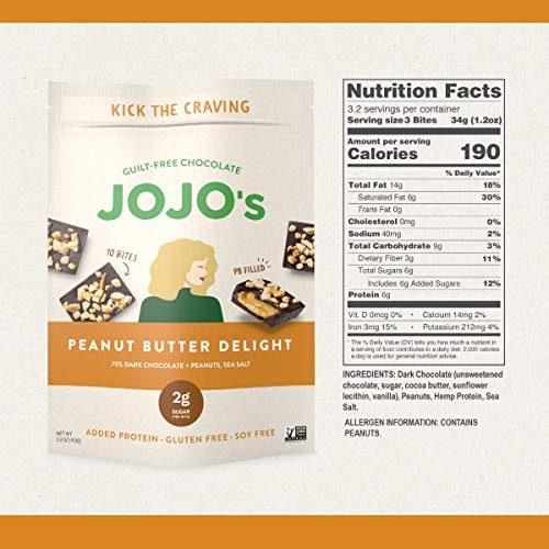 Jojos Dark Chocolate Bites Made With Hemp, Plant Based Protein,