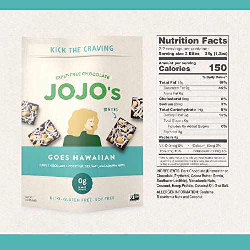 Jojos Dark Chocolate Bites Made With Hemp, Plant Based Protein,