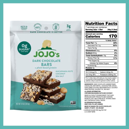JOJOs Dark Chocolate Bars Made with Hemp, Plant Based Protein, ... JOJOs Dark Chocolate Bars Made with Hemp, Plant Based Protein, ...
