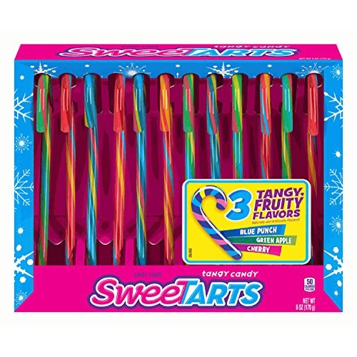 Candy Canes - 3 Pack Sampler, 12 Jolly Ranchers, 12 Sweetarts, 1