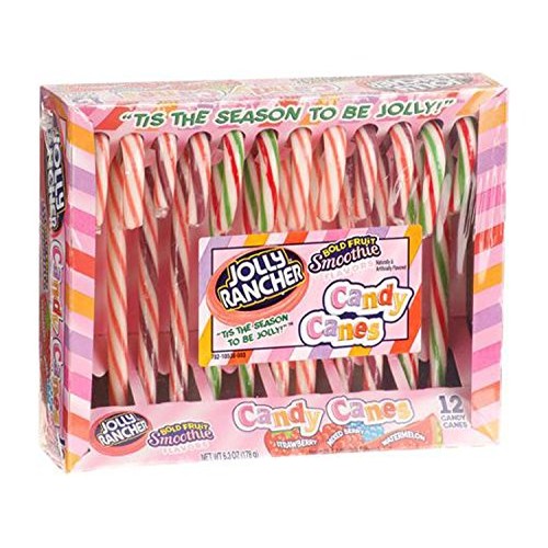 Candy Canes - 3 Pack Sampler, 12 Jolly Ranchers, 12 Sweetarts, 1