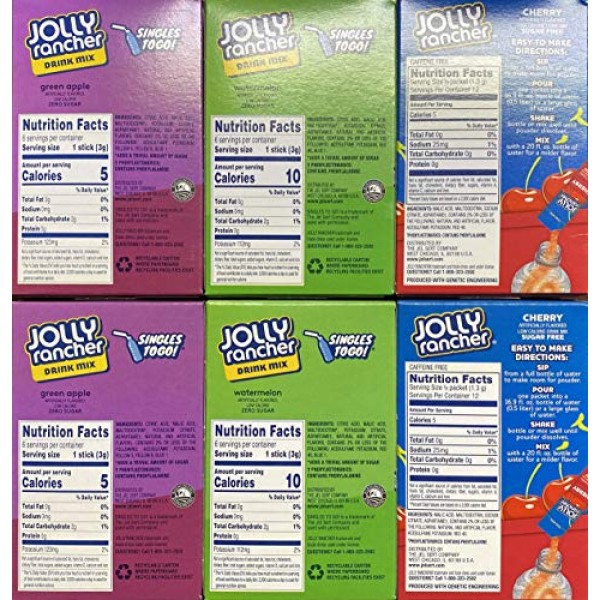 Jolly Rancher Singles To Go Drink Mix Variety Set -- 36 Singles