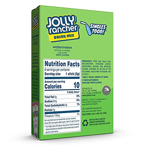 Jolly Rancher Watermelon Singles To Go 4 Boxes Of 6 Packets Eac