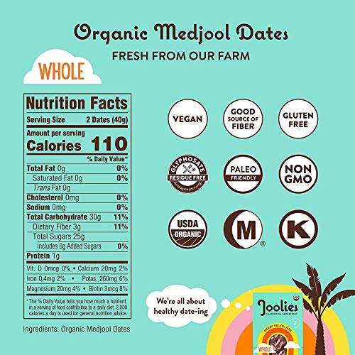Joolies Organic Whole Medjool Dates | Jumbo Grade, 2 Pound Speci