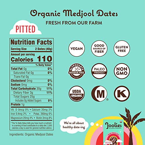 Joolies Organic Pitted Medjool Dates | 7 Ounce, 2 Pack | Fresh C