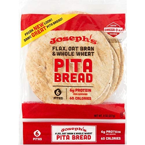 Josephs: Flax, Oat Bran &Amp; Whole Wheat Flour Pita Bread, 8 Oz