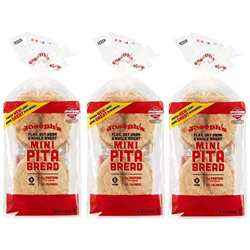 Josephs Low Carb Mini Pita Bread 3-Pack, Flax, Oat Bran And Who