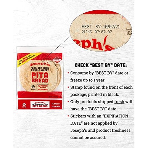 Josephs Pita Bread Value 6-Pack, Flax Oat Bran And Whole Wheat,