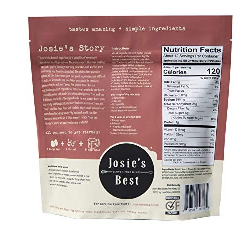 Josies Best Pancake Mix Gluten Free, Soy Free, Nut Free, Gmo F