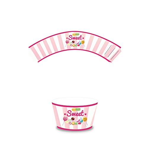 Josimen 40Pcs Lollipop Cupcake Toppers and Wrappers Dessert Deco...