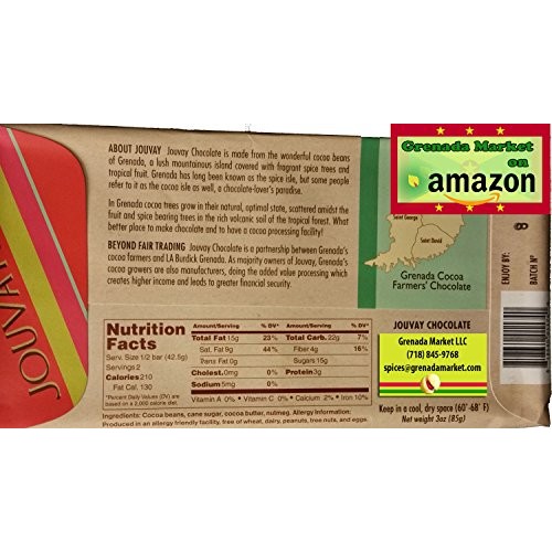 Grenadian Jouvay Chocolatetouch Of Nutmeg 60% - 2 Bars @ 3.5 O