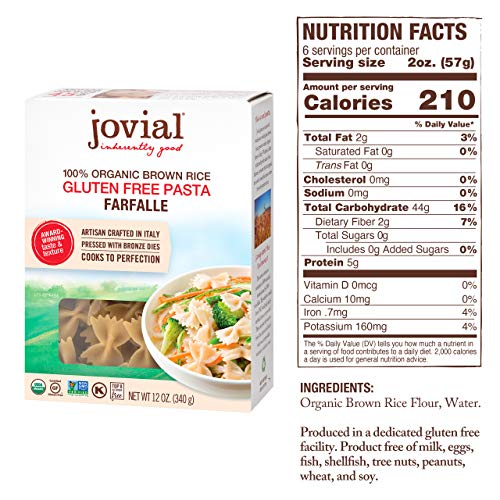 Jovial Farfalle Gluten-Free Pasta | Whole Grain Brown Rice Farfa Jovial Farfalle Gluten-Free Pasta | Whole Grain Brown Rice Farfa