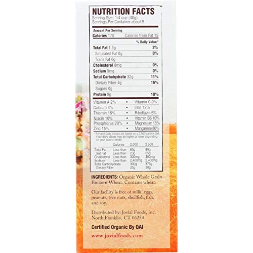 Jovial Foods Organic Einkorn Wheat Berries, 16.0-Ounce