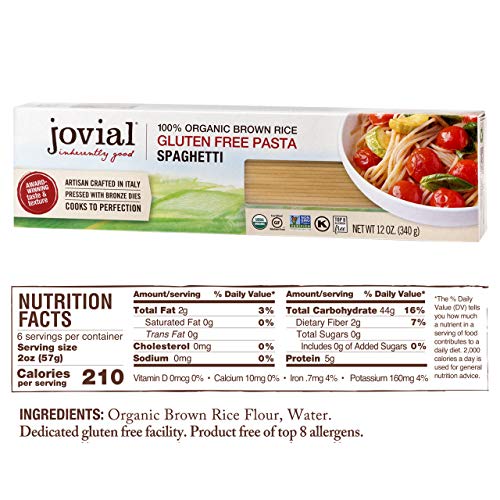 Jovial Spaghetti Gluten-Free Pasta | Whole Grain Brown Rice Spag