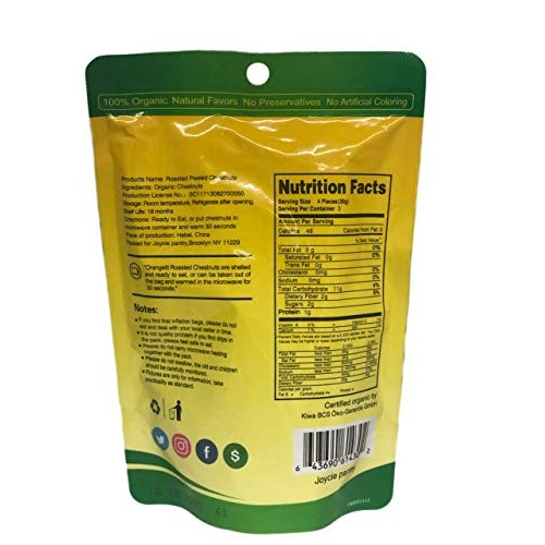 Joycie Organic Whole Roasted And Peeled Chestnuts 3.5-Ounce Bags