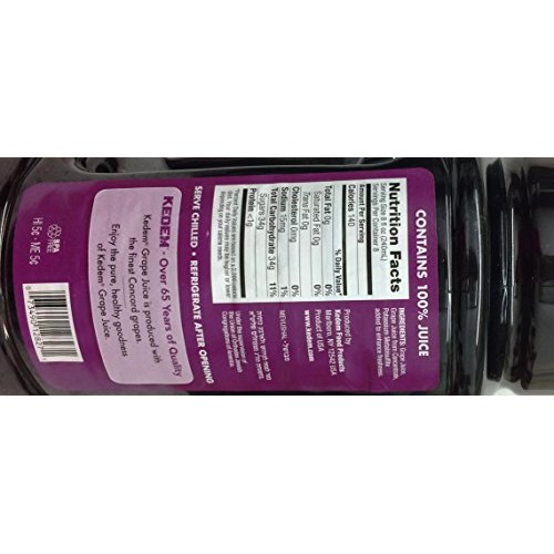 Kedem 100% Pure Grape Juice Gluten Free 64 Oz. Pack Of 6.