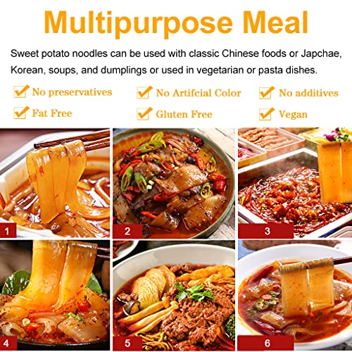 Jtedzi 4 Packs Chinese Glass Noodles, Sweet Potato Glass Noodles