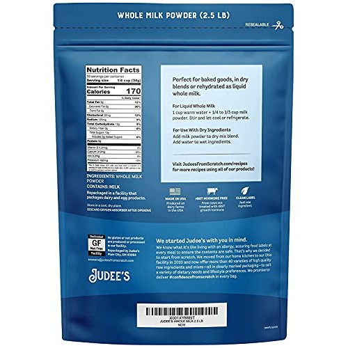 Judee’S Whole Milk Powder 2.5Lb 40Oz - 100% Non-Gmo, Rbst Horm