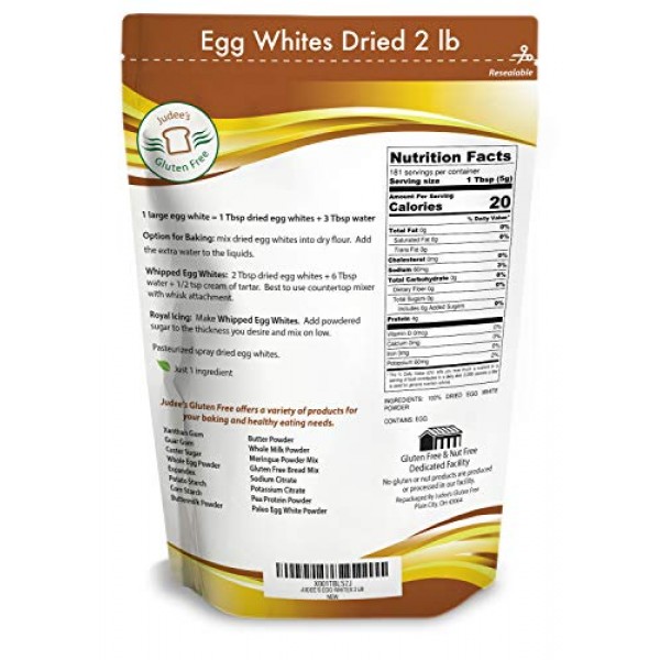 Judees Dried Egg White Protein 2 lb -Baking, Meringue, Smoothie...