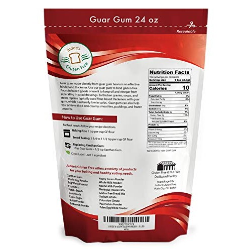 Judees Guar Gum Powder 24 Oz /1.5 Lb 3G Fiber Per Serving, Lo