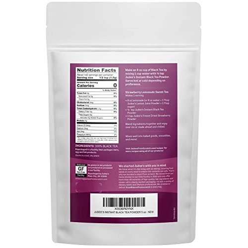 Judees Instant Black Tea Powder 5 oz - Non-GMO and Just One Ing...