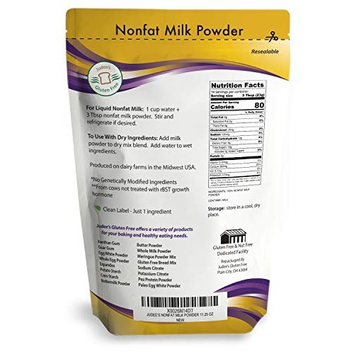 Judees Non-Fat Milk Powder 11.25 Oz: Non-Gmo, Hormone Free, U