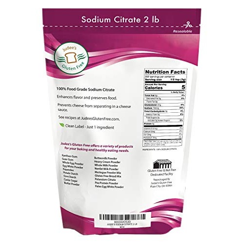 Judees Sodium Citrate 2 Lb, Non Gmo, Food Grade, Easy To Diss