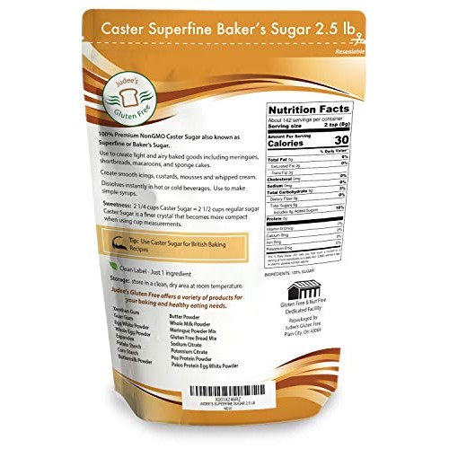 Judees Superfine Caster Bakers Sugar 2.5 Lbs Non-Gmo ~ Made
