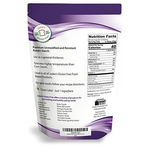 Judees Unmodified Potato Starch 2.5 Lbs Non Gmo, Dedicated Gl