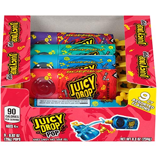 Juicy Drop Sweet & Sour Lollipop Variety Party Pack - 9 Count Sw...