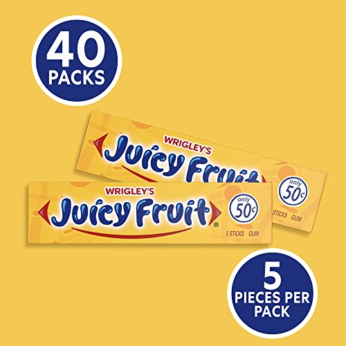 Juicy Fruit Gum WRIGLEYS Chewing Gum Bulk Pack, 5 Stick Pack o...