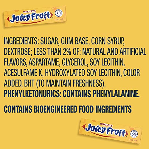 Juicy Fruit Gum WRIGLEYS Chewing Gum Bulk Pack, 5 Stick Pack o...