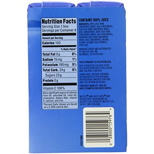Juicy Juice 100% Juice, Berry, 8-Count, 6.75-Ounce Boxes Pack O