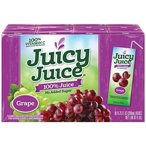 Juicy Juice Grape Juice Single Serve Slim Box, 54 Fluid Ounce --...