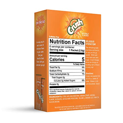 Crush, Orange – Powder Drink Mix - 12 Boxes, 72 Sticks – Sugar