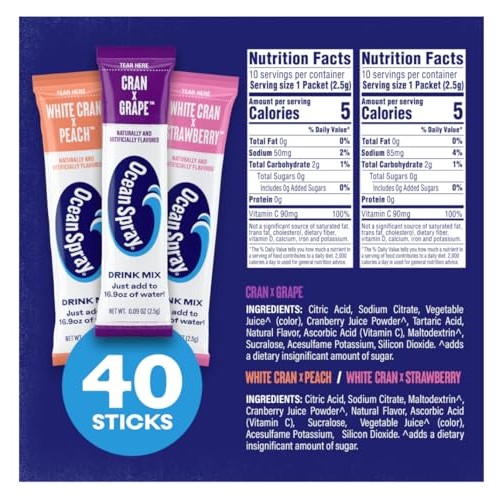 Ocean Spray® Variety Pack Zero Sugar Powder Drink Mix Packets wi...