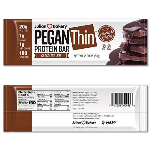 Pegan Protein Bar Chocolate Lava 12 Bars 20G Organic Plant P