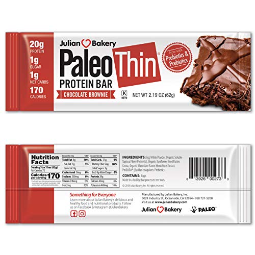 Julian Bakery Paleo Thin Protein Bars Chocolate Brownie Glute