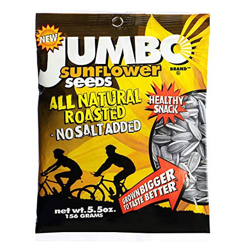 JUMBO SUNFLOWER SEEDS, Mega No Salt, 5.5-Ounce Pack of 12
