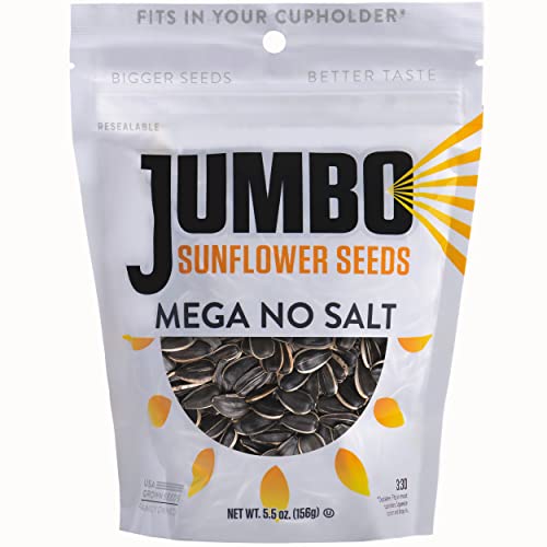 JUMBO SUNFLOWER SEEDS, Mega No Salt, 5.5-Ounce Pack of 12