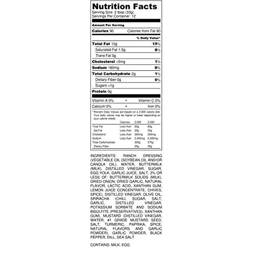 Premium | Sriracha Ranch Salad Dressing | Low Cholesterol | Craf