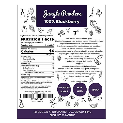 Jungle Powders Blackberry Powder | 3.5Oz 100% Natural Non Gmo Ve