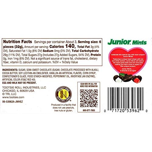 Heart Shaped Junior Mints Theater Boxes, Valentines Chewy Mint F...