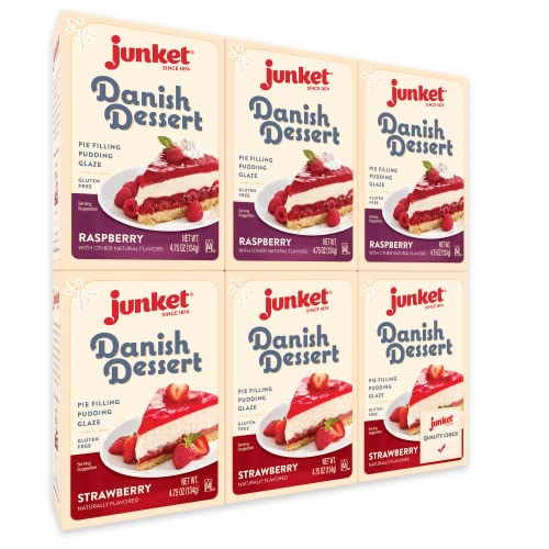 Junket Danish Dessert Mix Bundle Of 6 3 Raspberry And 3 Strawbe